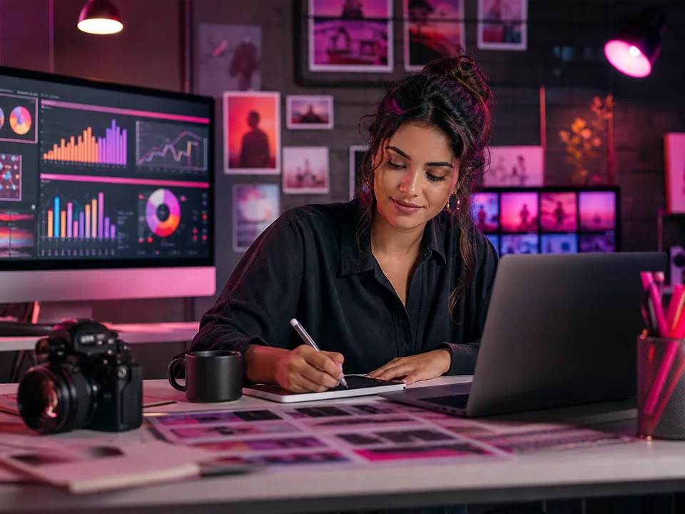 Profissional planejando uma campanha de marketing digital